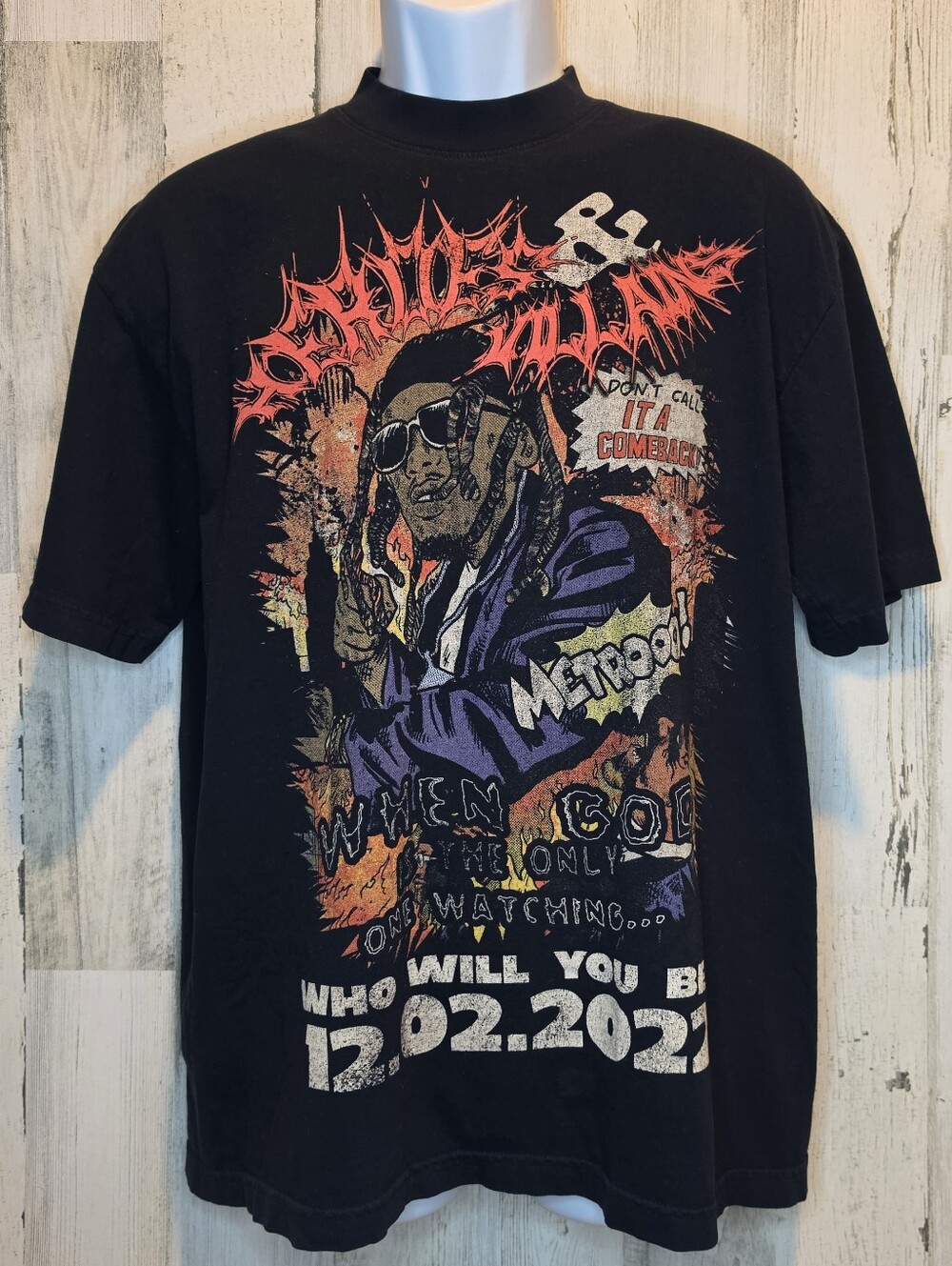 Metro Boomin Heroes & Villains Future Black Limited Edition Graphic T-Shirt M